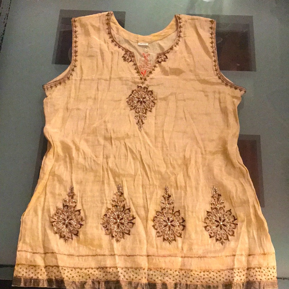 Embroidered translucent gauzy Top from India